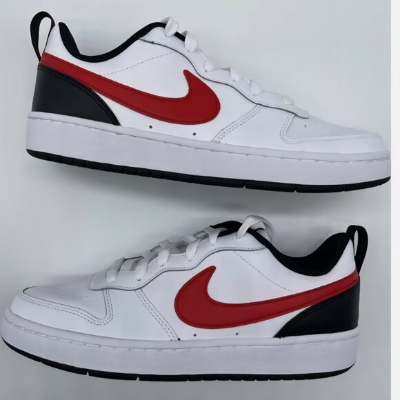 Nike Court Borough Low 2 White/University Red-Black Size 7Y - Picture 3 of 3
